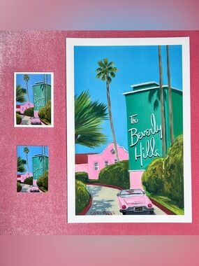 The Beverly Hills Pop Art Print, sticker, and magnet bundle
